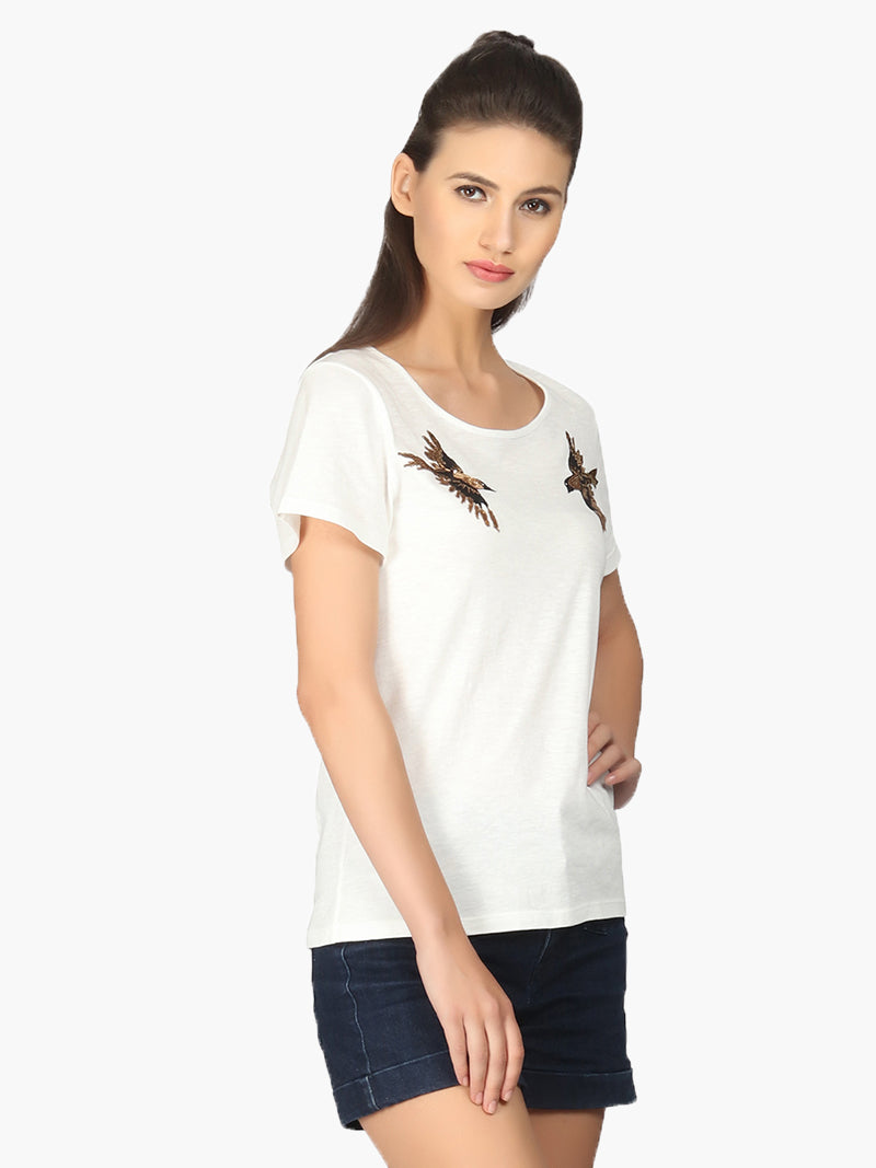 White Viscose T-Shirt - MissGudi