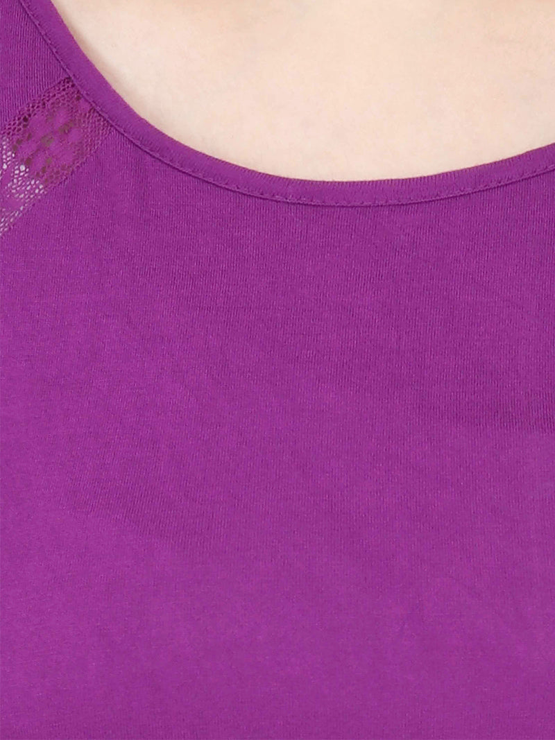 Purple Viscose Jersey Women T-Shirt - MissGudi