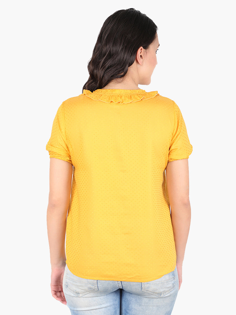Zuwi Yellow Dobby Women Shirt - MissGudi