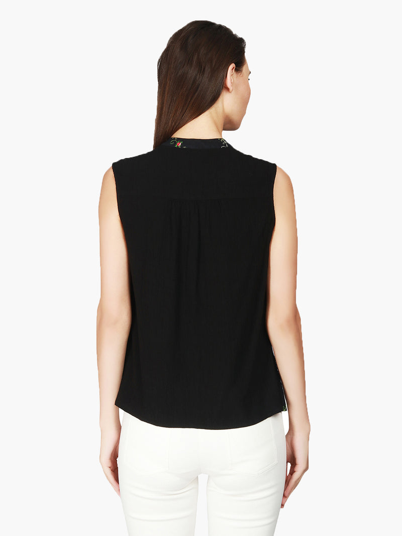 Black Viscose Women Top - MissGudi