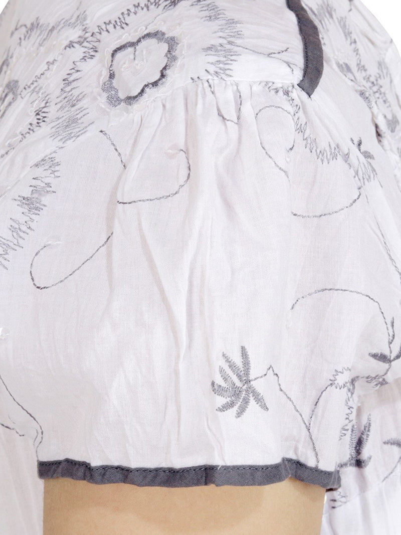 White cotton Embroidered Woman Top - MissGudi