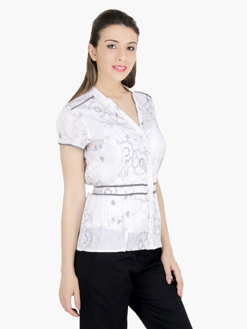White cotton Embroidered Woman Top - MissGudi