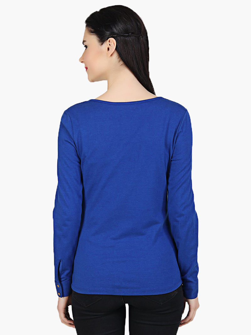 Blue Cotton Knitted Top - MissGudi