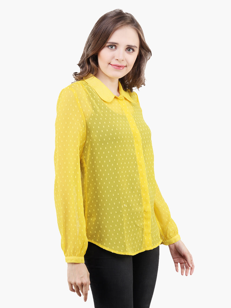Yellow Georgette Woman Shirt - MissGudi