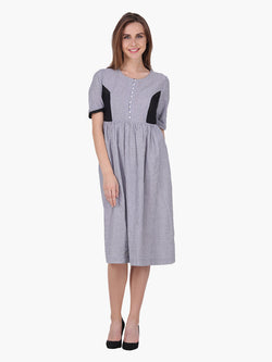 Striped Grey  Woman Dress - MissGudi