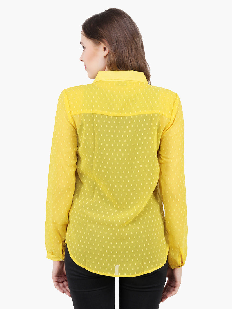Yellow Georgette Woman Shirt - MissGudi