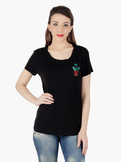 Black Viscose knitted Women T-Shirt - MissGudi