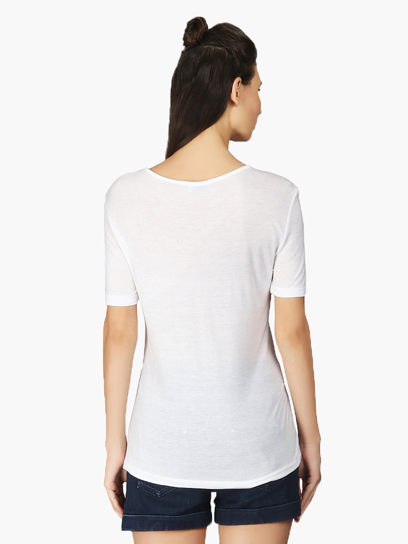 White Sequinned Casual T-Shirt - MissGudi