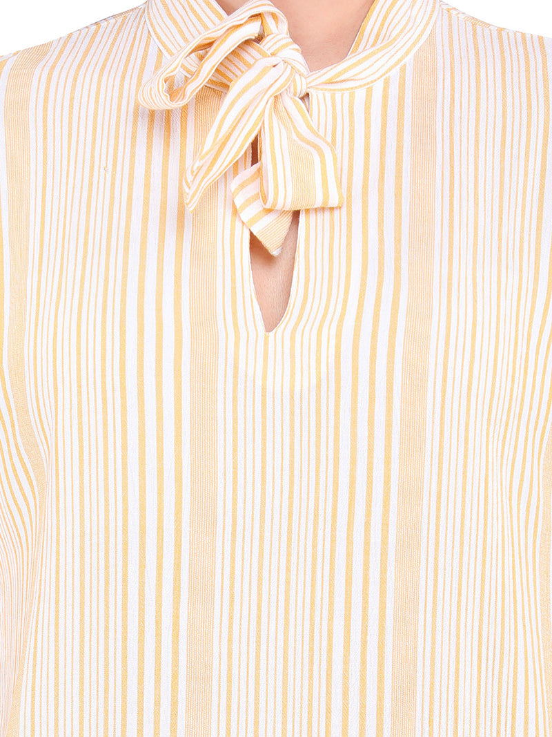 Zuwi Yellow Striped Women Top