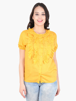 Zuwi Yellow Dobby Women Shirt - MissGudi