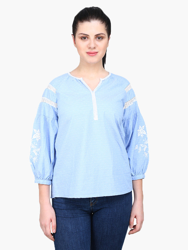 Blue Embroidered Woman Top - MissGudi